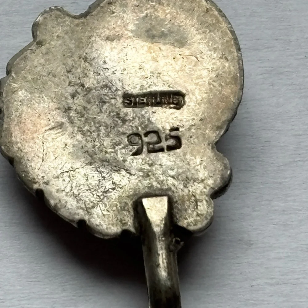 Vintage Navajo 925 Sterling Silver Banded Agate With Feather - Picture 5 of 5